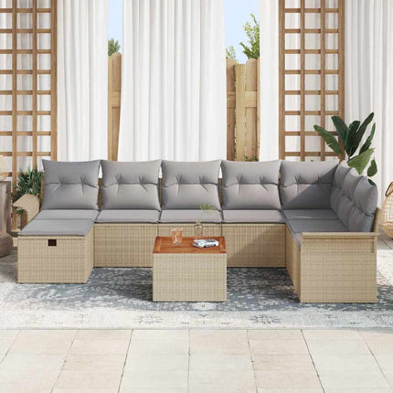 Havesofa Sæt 9 stk. Beige polyrattan