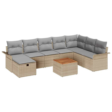 Havesofa Sæt 9 stk. Beige polyrattan