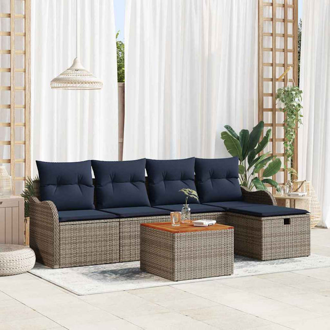Havesofa Sæt 6 stk. Grå polyrattan
