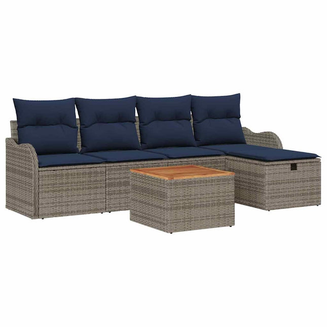 Havesofa Sæt 6 stk. Grå polyrattan