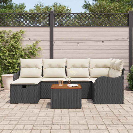 Havesofa Sæt 7 stk. Sort polyrattan