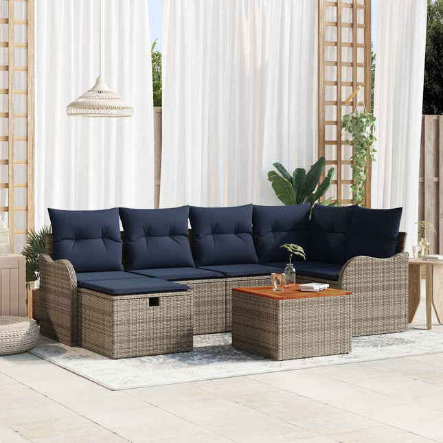 Havesofa Sæt 7 stk. Grå polyrattan