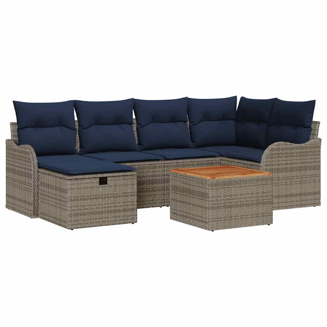 Havesofa Sæt 7 stk. Grå polyrattan