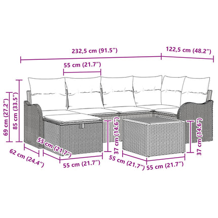 Havesofa Sæt 7 stk. Grå polyrattan