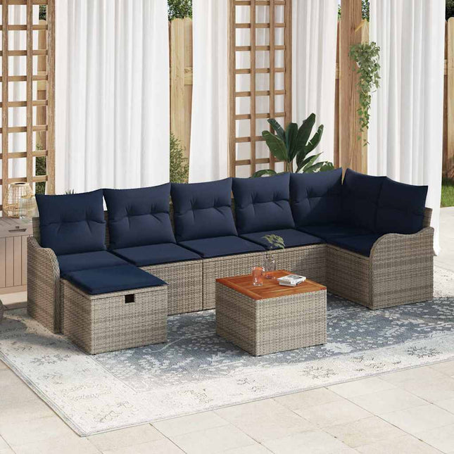 Havesofa Sæt 8 stk. Grå polyrattan