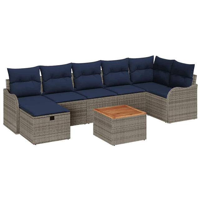 Havesofa Sæt 8 stk. Grå polyrattan