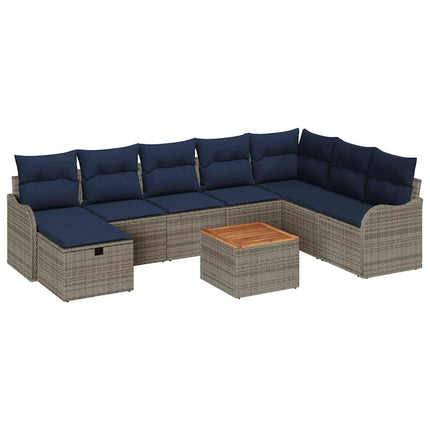 Havesofa Sæt 9 stk. Grå polyrattan