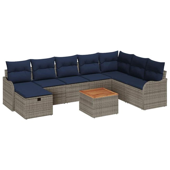 Havesofa Sæt 9 stk. Grå polyrattan