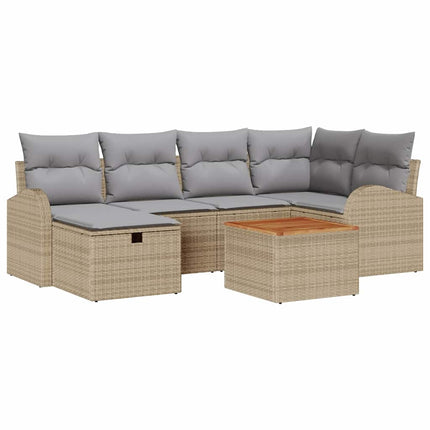 Havesofa Sæt 7 stk. Beige polyrattan