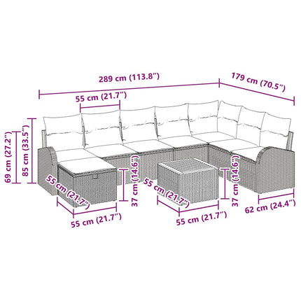 Havesofa Sæt 9 stk. Beige polyrattan