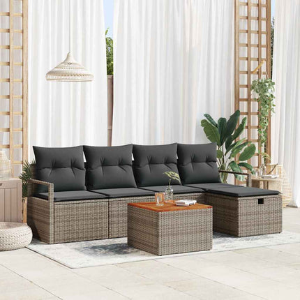 Havesofa Sæt 6 stk. Grå polyrattan