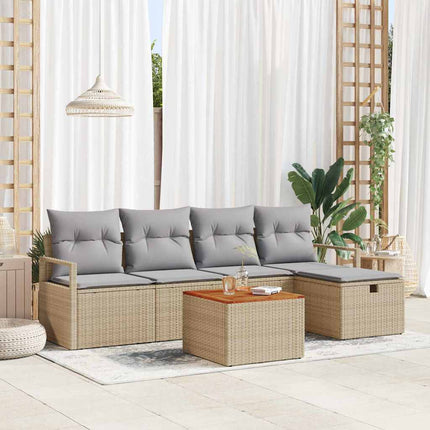Havesofa Sæt 6 stk. Beige polyrattan