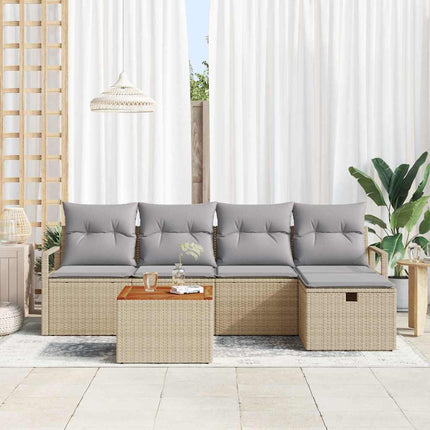Havesofa Sæt 6 stk. Beige polyrattan
