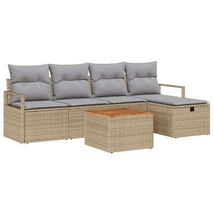 Havesofa Sæt 6 stk. Beige polyrattan