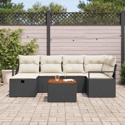 Havesofa Sæt 7 stk. Sort polyrattan