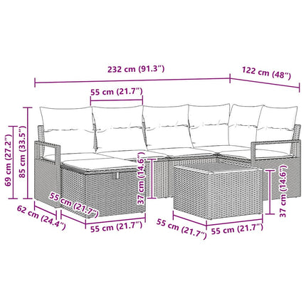 Havesofa Sæt 7 stk. Sort polyrattan