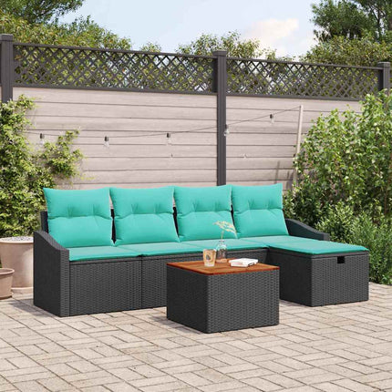 Havesofa Sæt 6 stk. Sort polyrattan