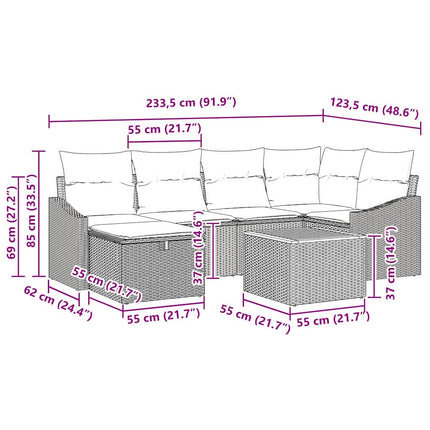 Havesofa Sæt 7 stk. Sort polyrattan