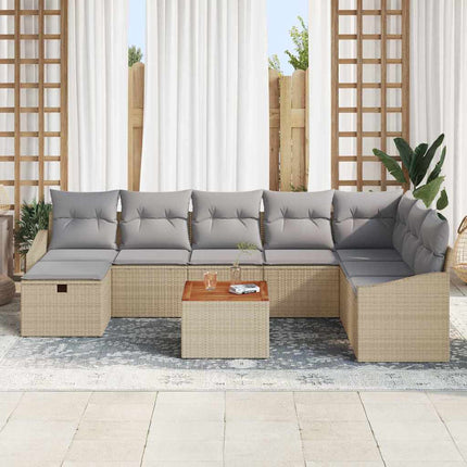 Havesofa Sæt 9 stk. Beige polyrattan