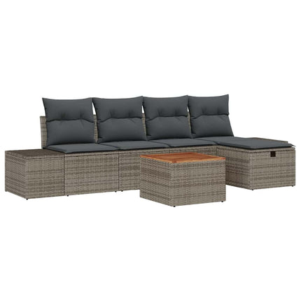 Havesofa Sæt 6 stk. Grå polyrattan