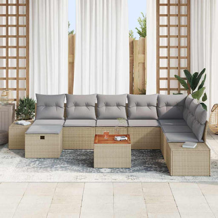 Havesofa Sæt 9 stk. Beige polyrattan
