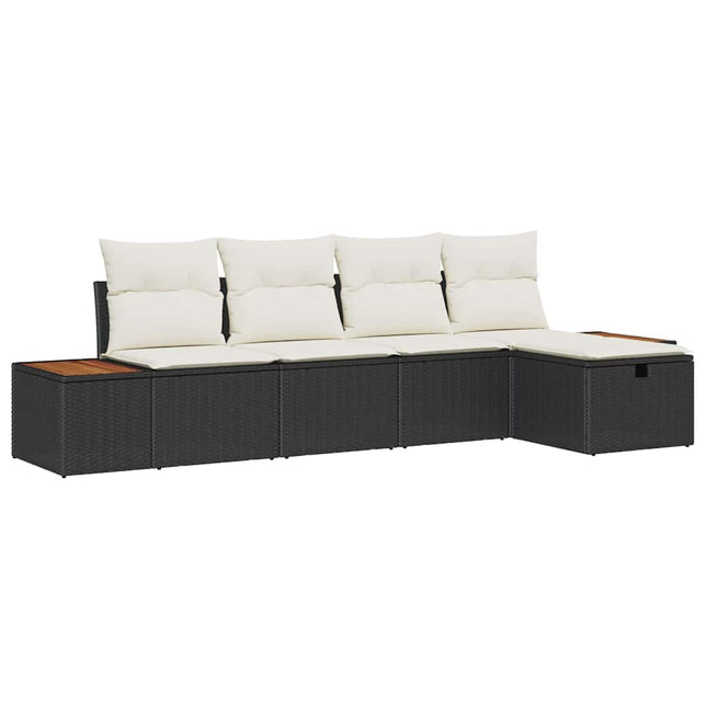 Havesofa Sæt 5 stk. Sort polyrattan