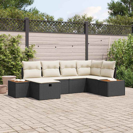 Havesofa Sæt 6 stk. Sort polyrattan