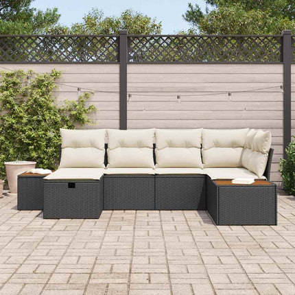 Havesofa Sæt 6 stk. Sort polyrattan