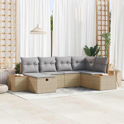 Havesofa Sæt 6 stk. Beige polyrattan