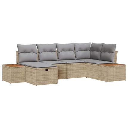 Havesofa Sæt 6 stk. Beige polyrattan