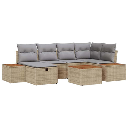 Havesofa Sæt 7 stk. Beige polyrattan