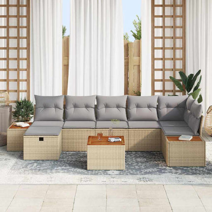 Havesofa Sæt 8 stk. Beige polyrattan