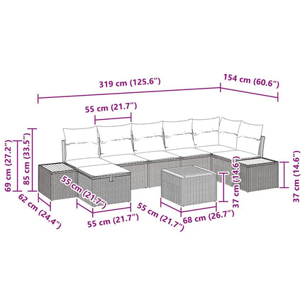 Havesofa Sæt 8 stk. Beige polyrattan