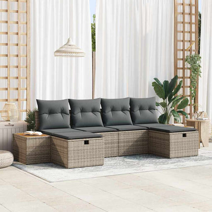 Havesofa Sæt 6 stk. Grå polyrattan
