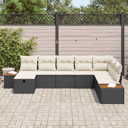 Havesofa Sæt 8 stk. Sort polyrattan
