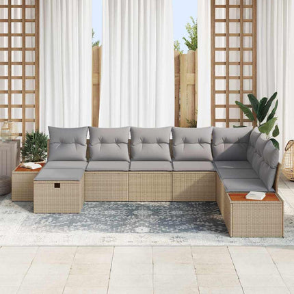 Havesofa Sæt 9 stk. Beige polyrattan