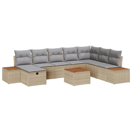 Havesofa Sæt 9 stk. Beige polyrattan