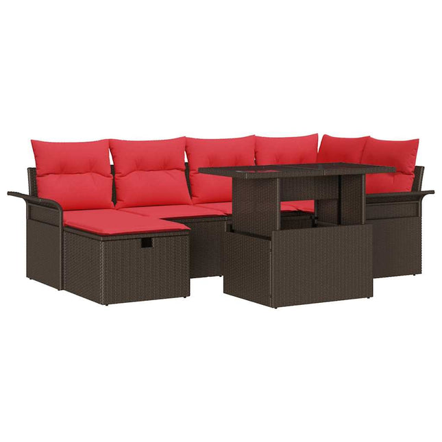 Havesofa Sæt 7 stk. Brun polyrattan