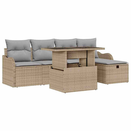Havesofa Sæt 6 stk. Beige polyrattan