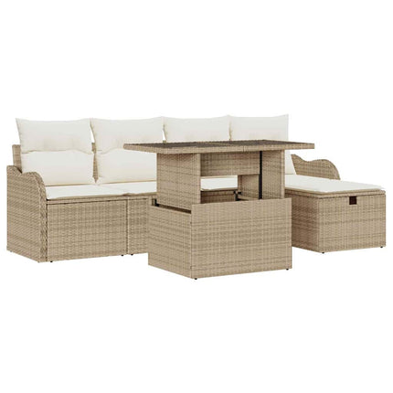 Havesofa Sæt 6 stk. Beige polyrattan