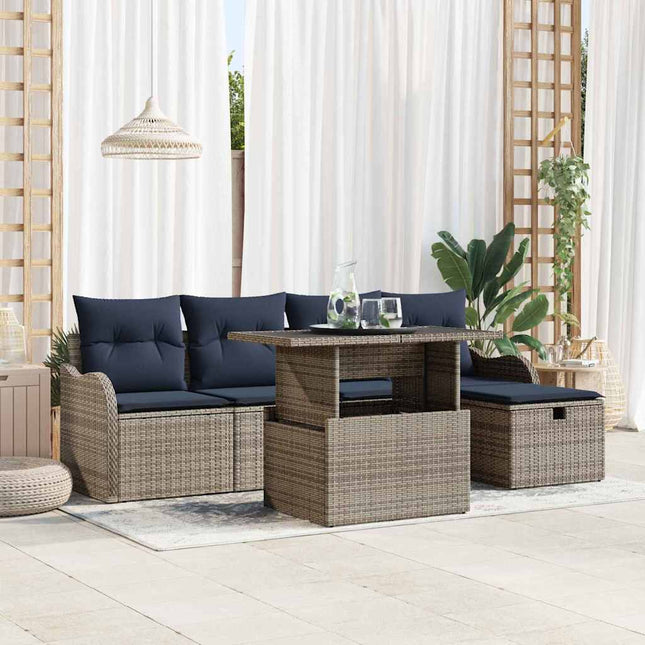 Havesofa Sæt 6 stk. Grå polyrattan