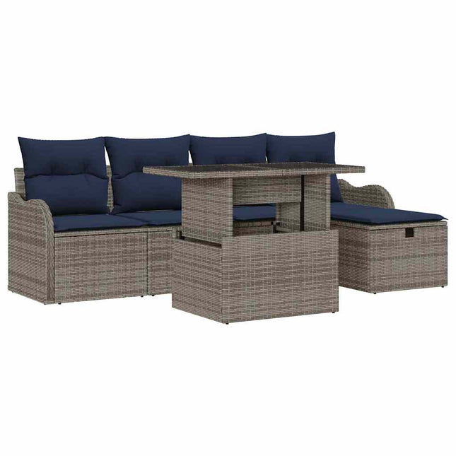 Havesofa Sæt 6 stk. Grå polyrattan