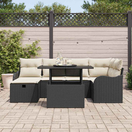 Havesofa Sæt 7 stk. Sort polyrattan