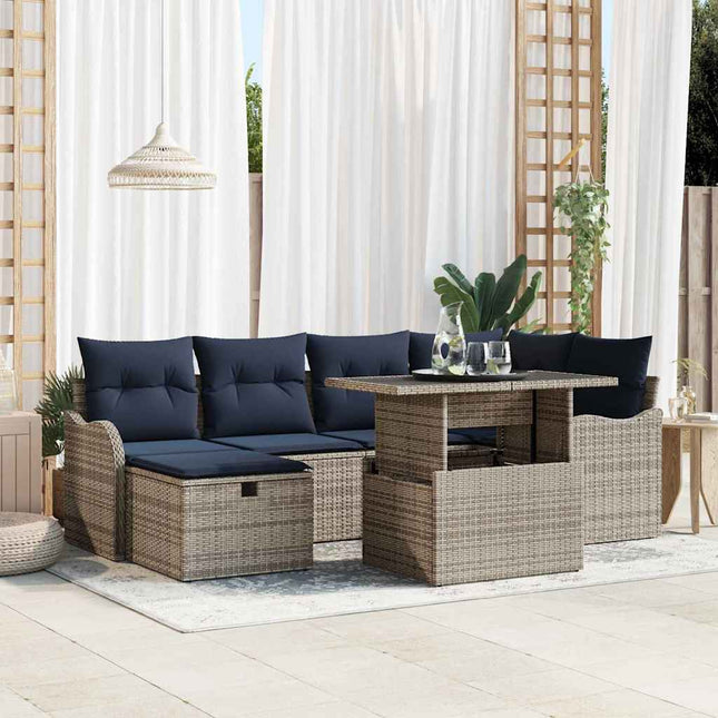 Havesofa Sæt 7 stk. Grå polyrattan