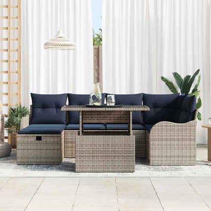Havesofa Sæt 7 stk. Grå polyrattan