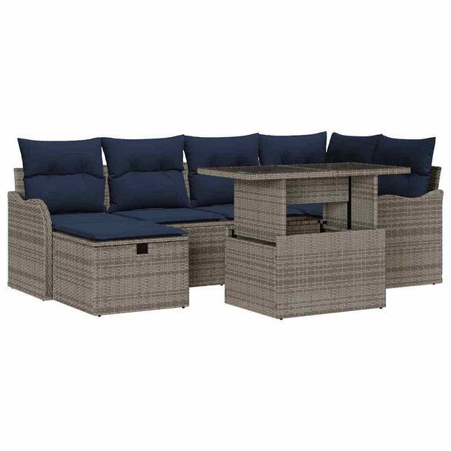 Havesofa Sæt 7 stk. Grå polyrattan