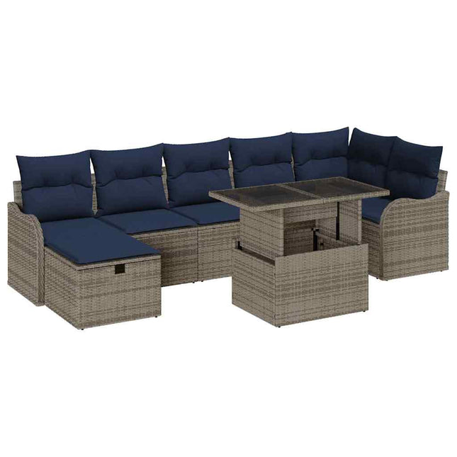Havesofa Sæt 8 stk. Grå polyrattan