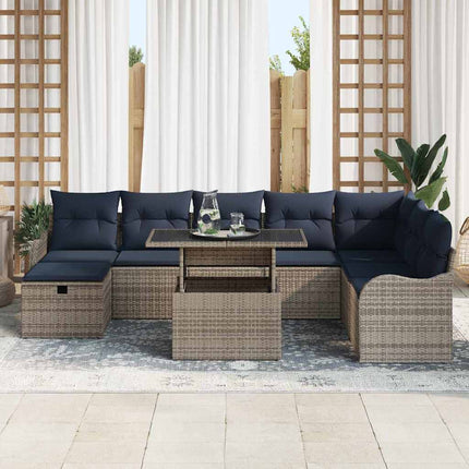 Havesofa Sæt 9 stk. Grå polyrattan