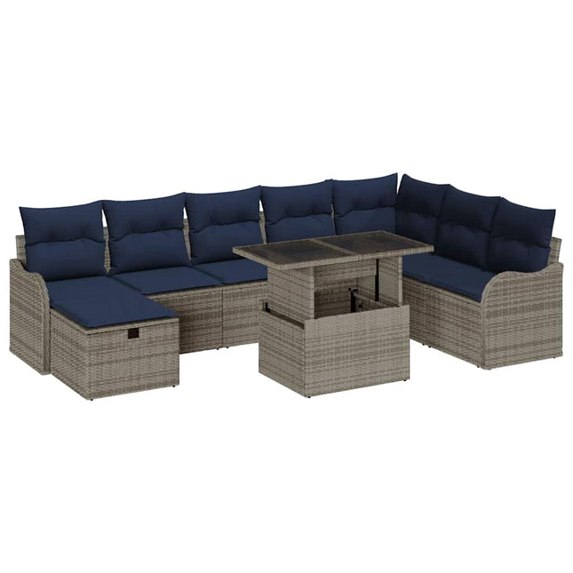 Havesofa Sæt 9 stk. Grå polyrattan