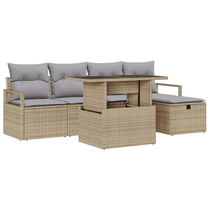Havesofa Sæt 6 stk. Beige polyrattan